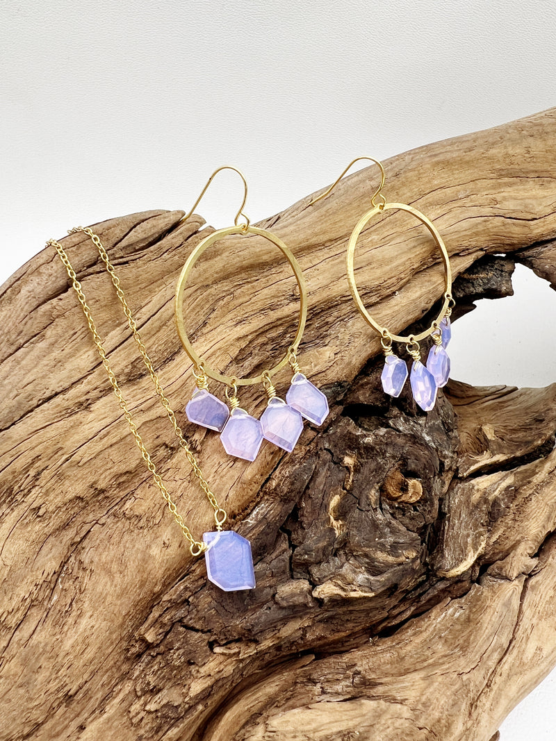 Believe in Dreams | Lavender Chalcedony Earrings & Necklace