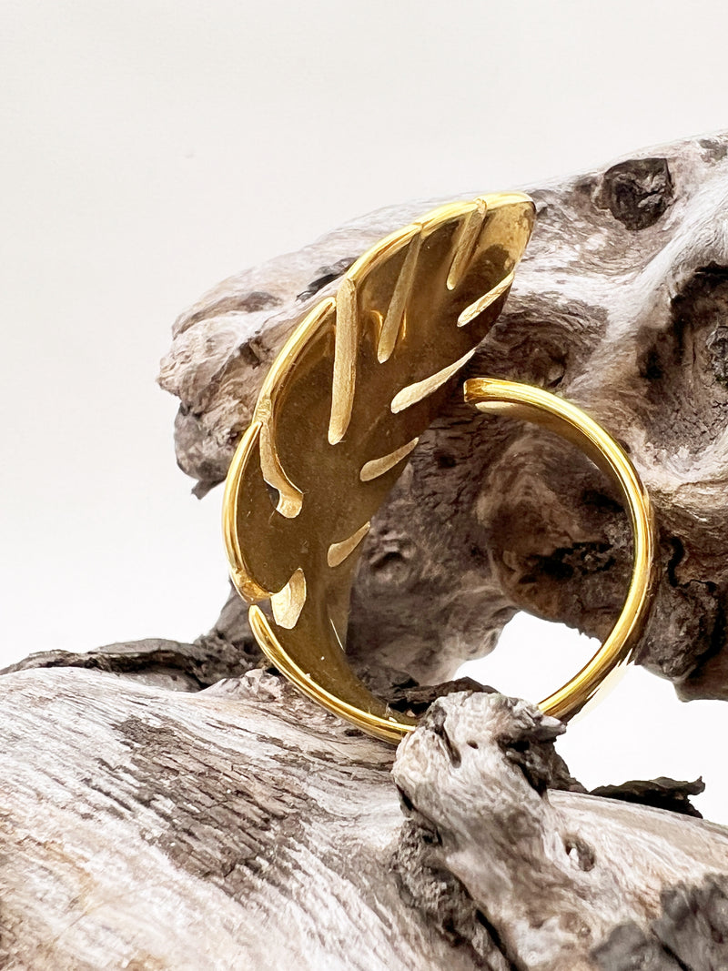 Golden Monstera | Waterproof Stainless Steel Ring