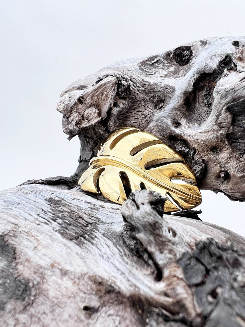 Golden Monstera | Waterproof Stainless Steel Ring