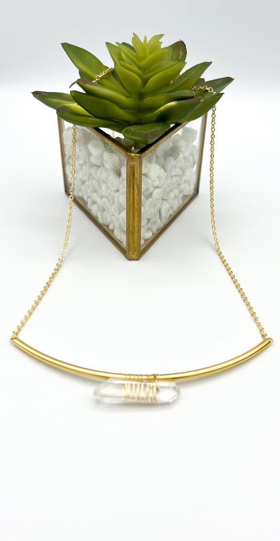 Golden boho Crystal necklace by Real to the Roots Jewelry