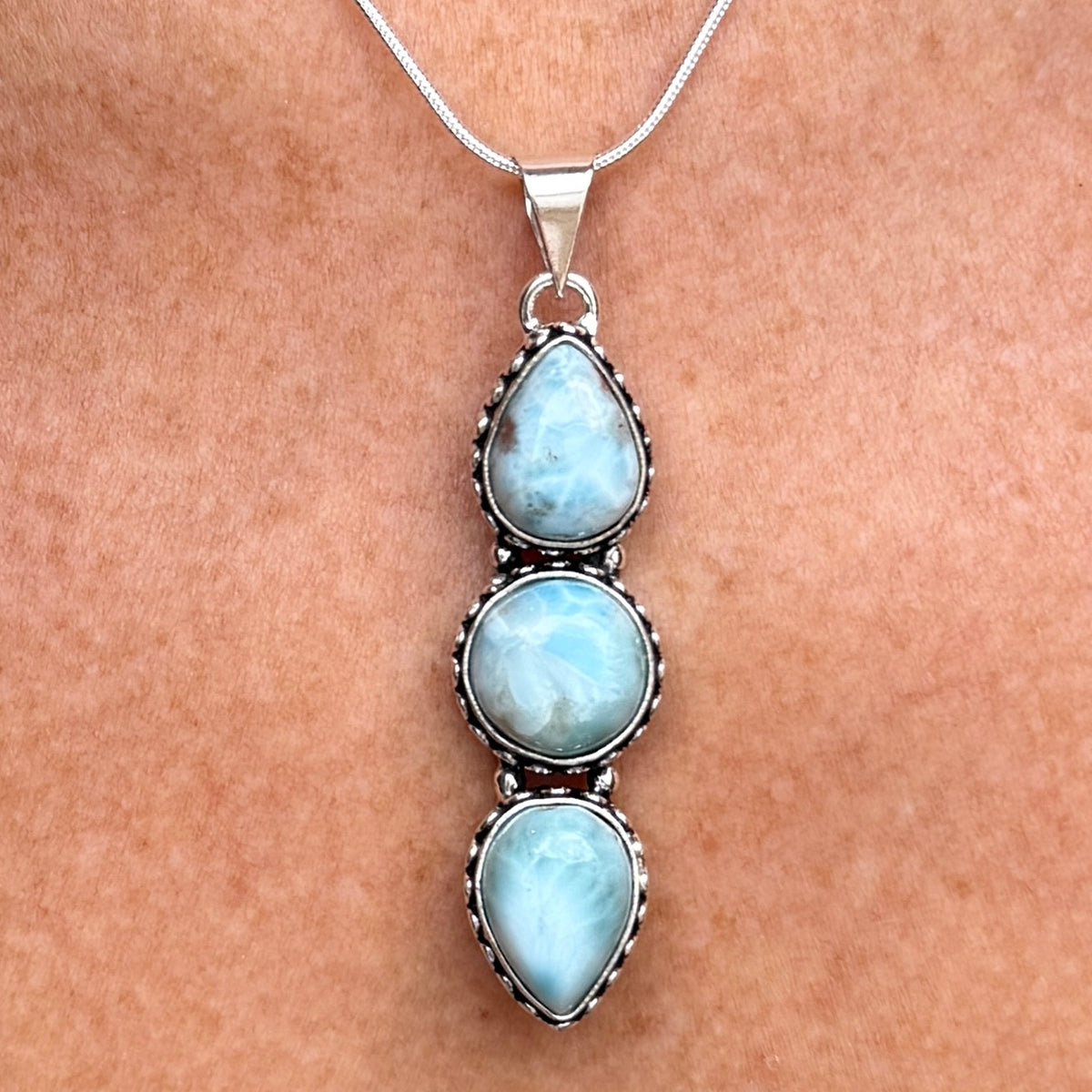 Water Bloom | Larimar Silver Necklace