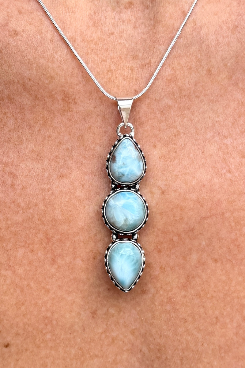 Water Bloom | Larimar Silver Necklace