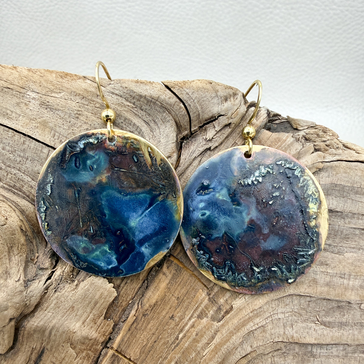 Burgundy Navy Rust Patina Earrings