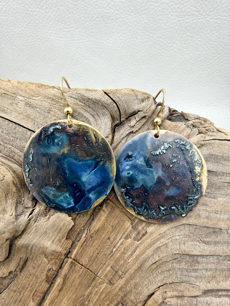 Burgundy Navy Rust Patina Earrings
