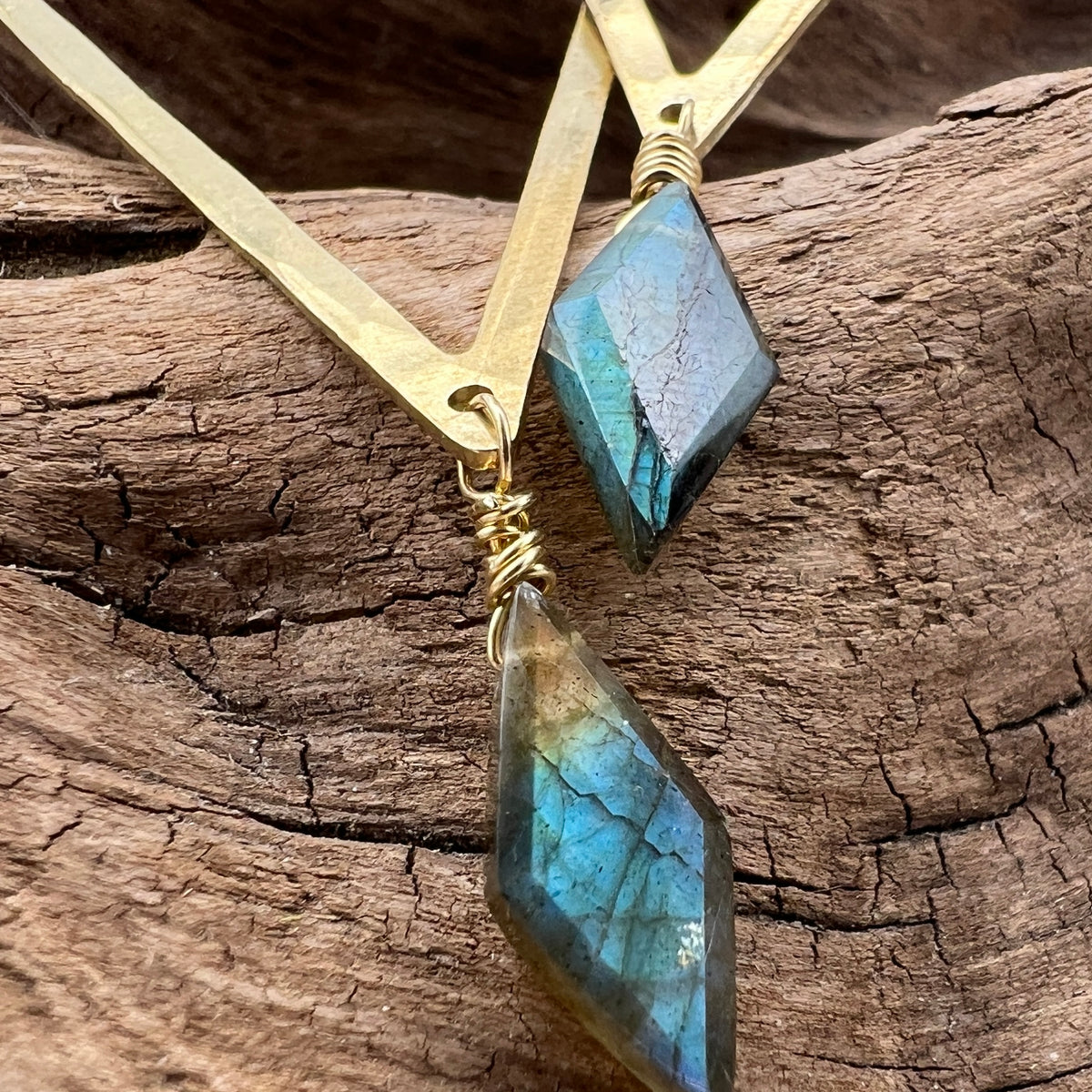Power of Now Earrings | Golden Triangle Earrings with Crystal