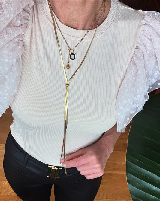 Alice Lariat | Adjustable Gold-Plated Stainless Steel Necklace