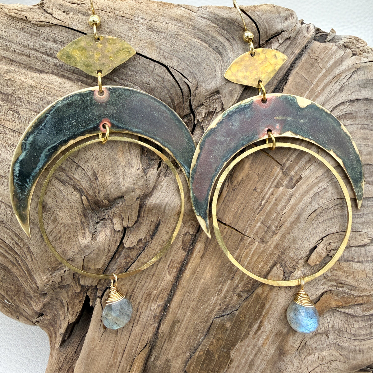Mystic Moon Hoops with Labradorite
