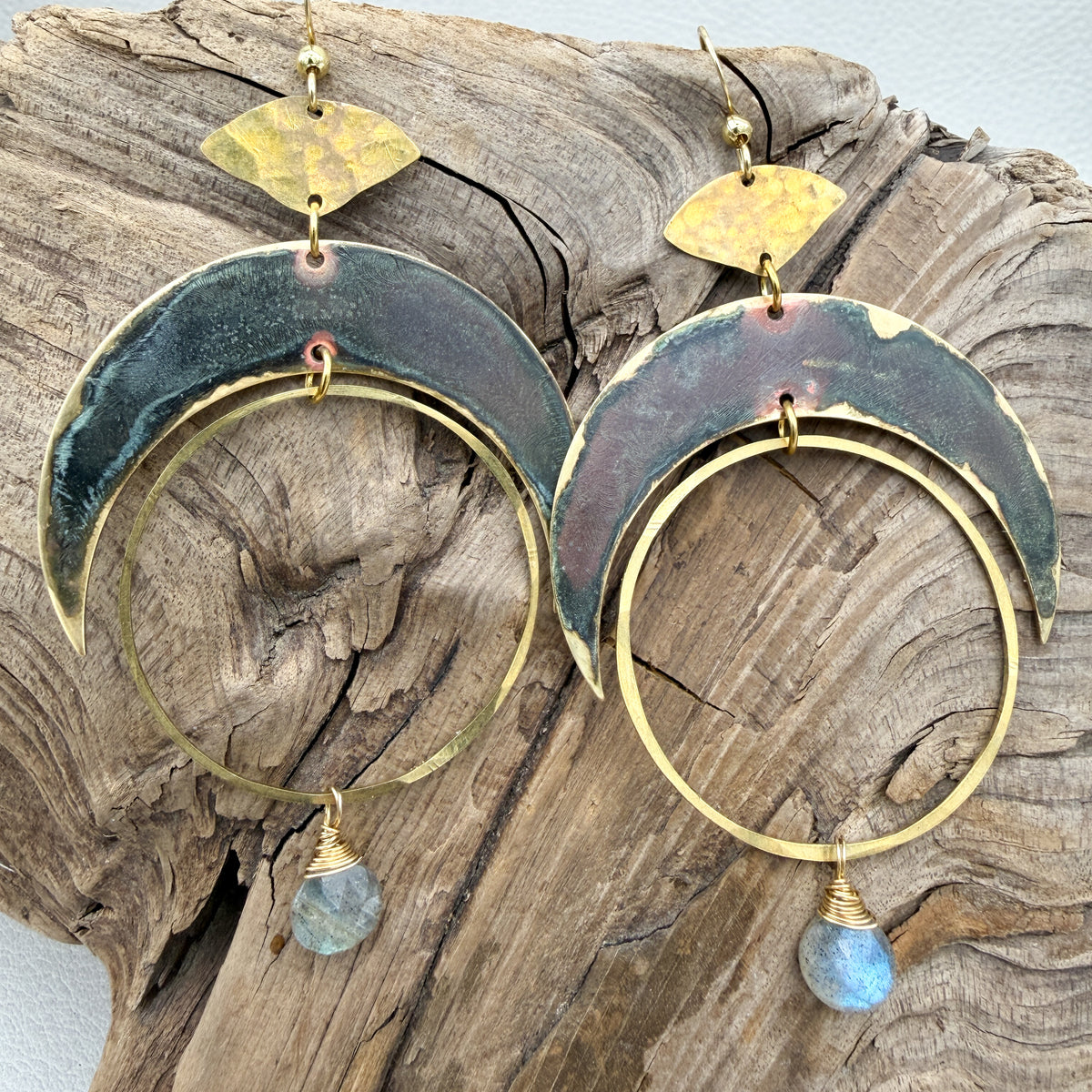 Mystic Moon Hoops with Labradorite
