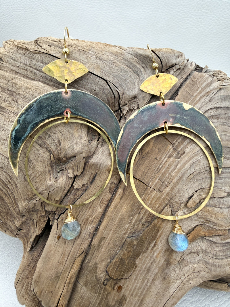 Mystic Moon Hoops with Labradorite