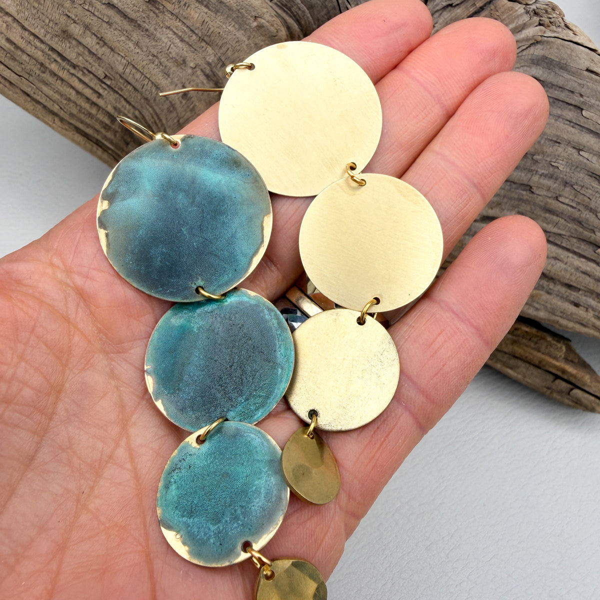 Cadet Blue Waterfall Patina Earrings