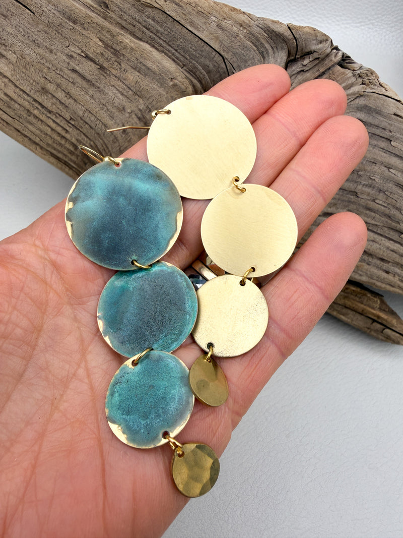 Cadet Blue Waterfall Patina Earrings