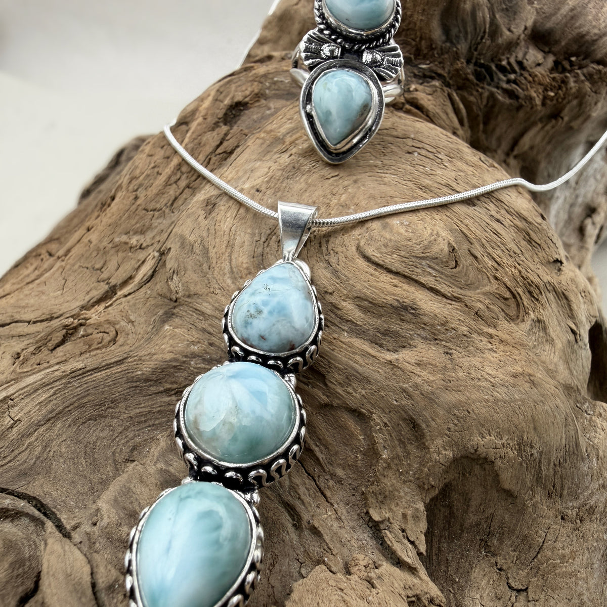 Water Bloom | Larimar Silver Necklace