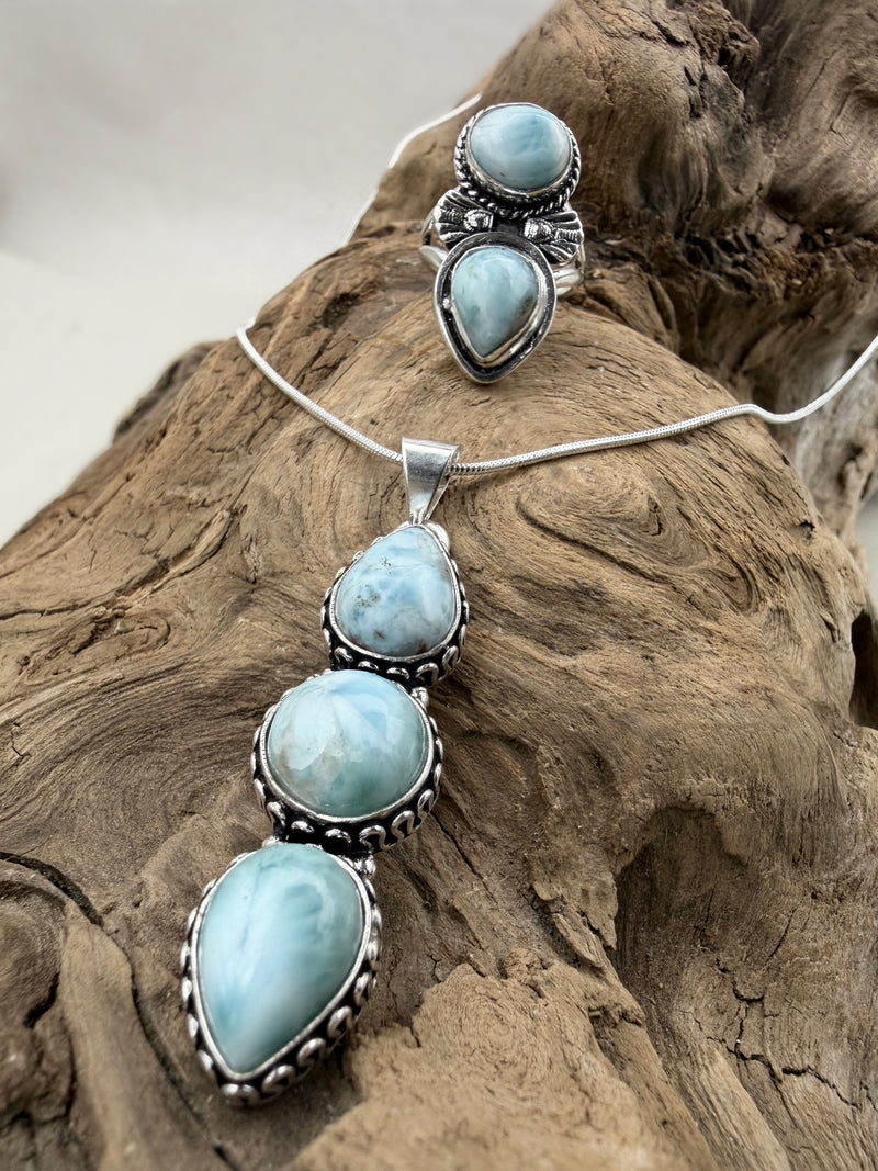 Water Bloom | Larimar Silver Necklace