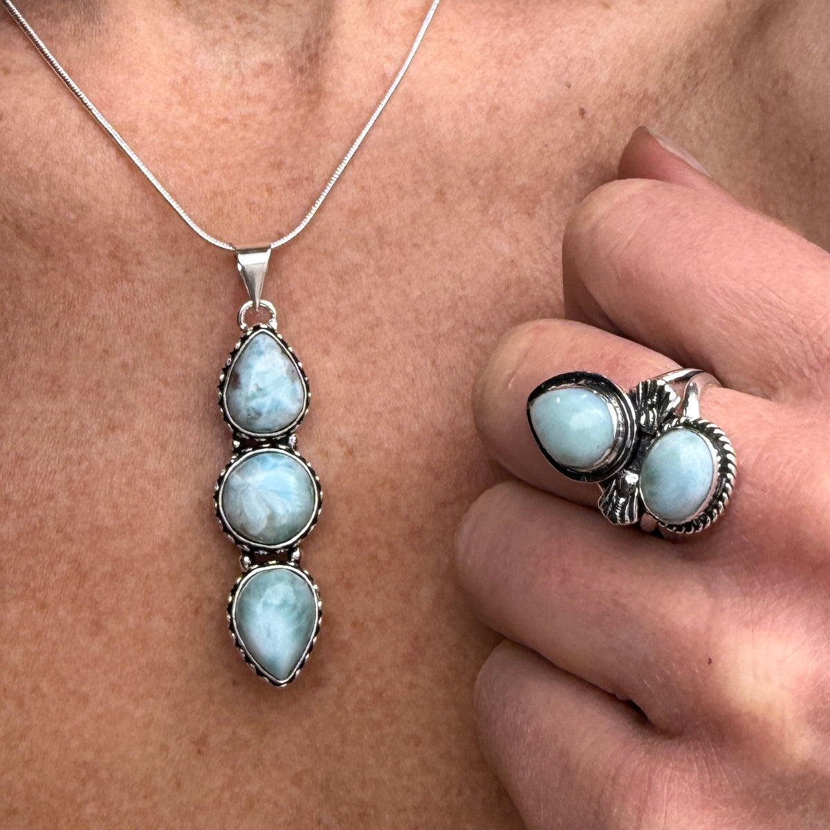 Water Bloom | Larimar Silver Necklace