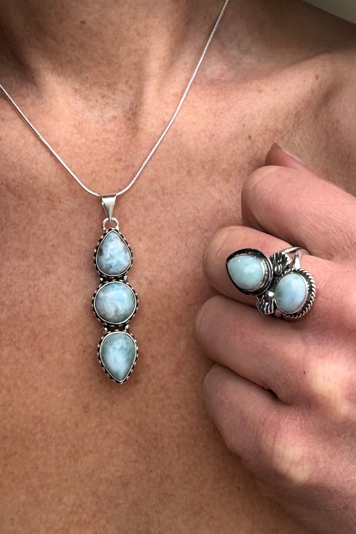 Water Bloom | Larimar Silver Necklace