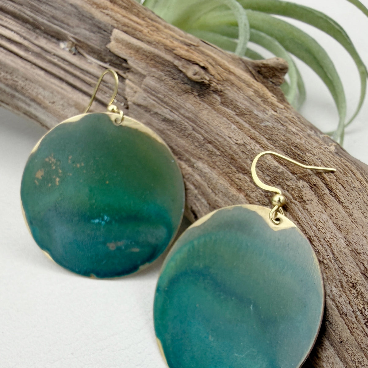 Verde Green Patina Coin Earrings