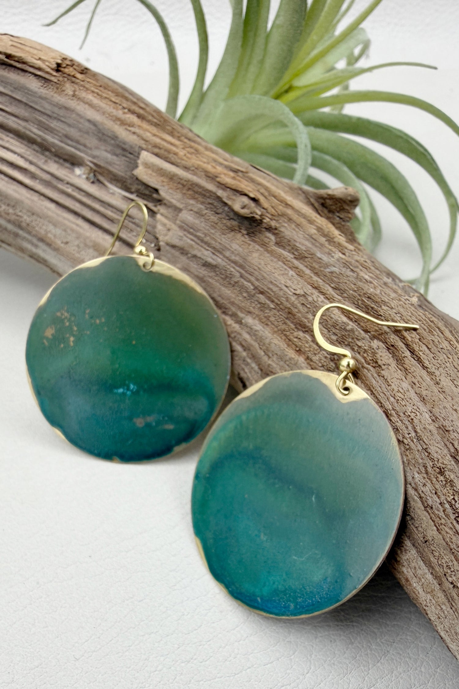 Verde Green Patina Coin Earrings