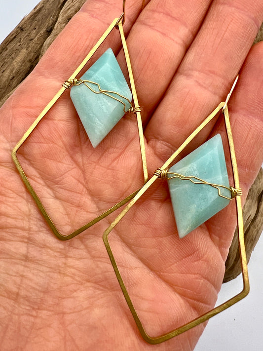 Double Diamond Diva | Amazonite Modern Boho Earrings