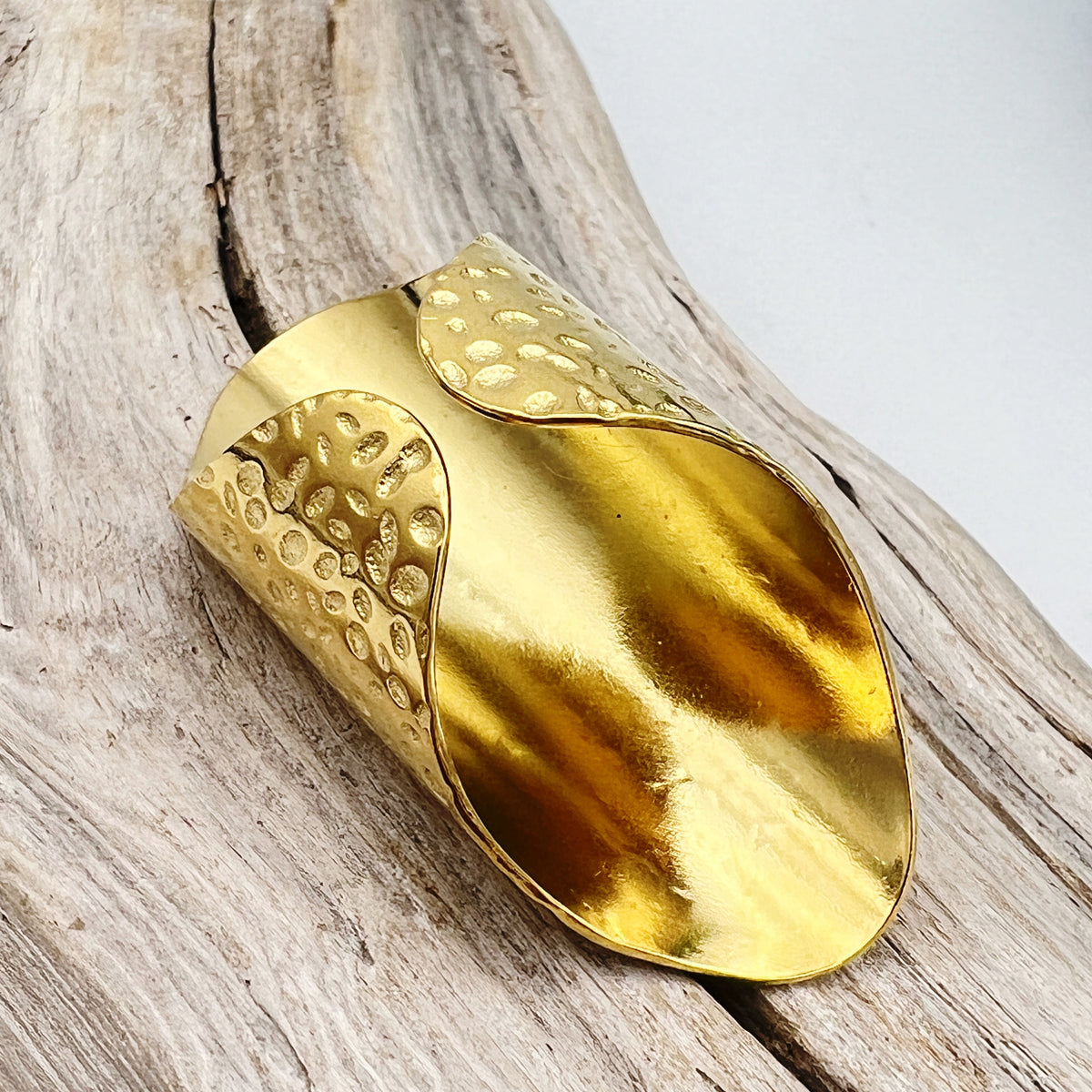 Goddess Shield | Hammered Golden Stainless Steel Ring