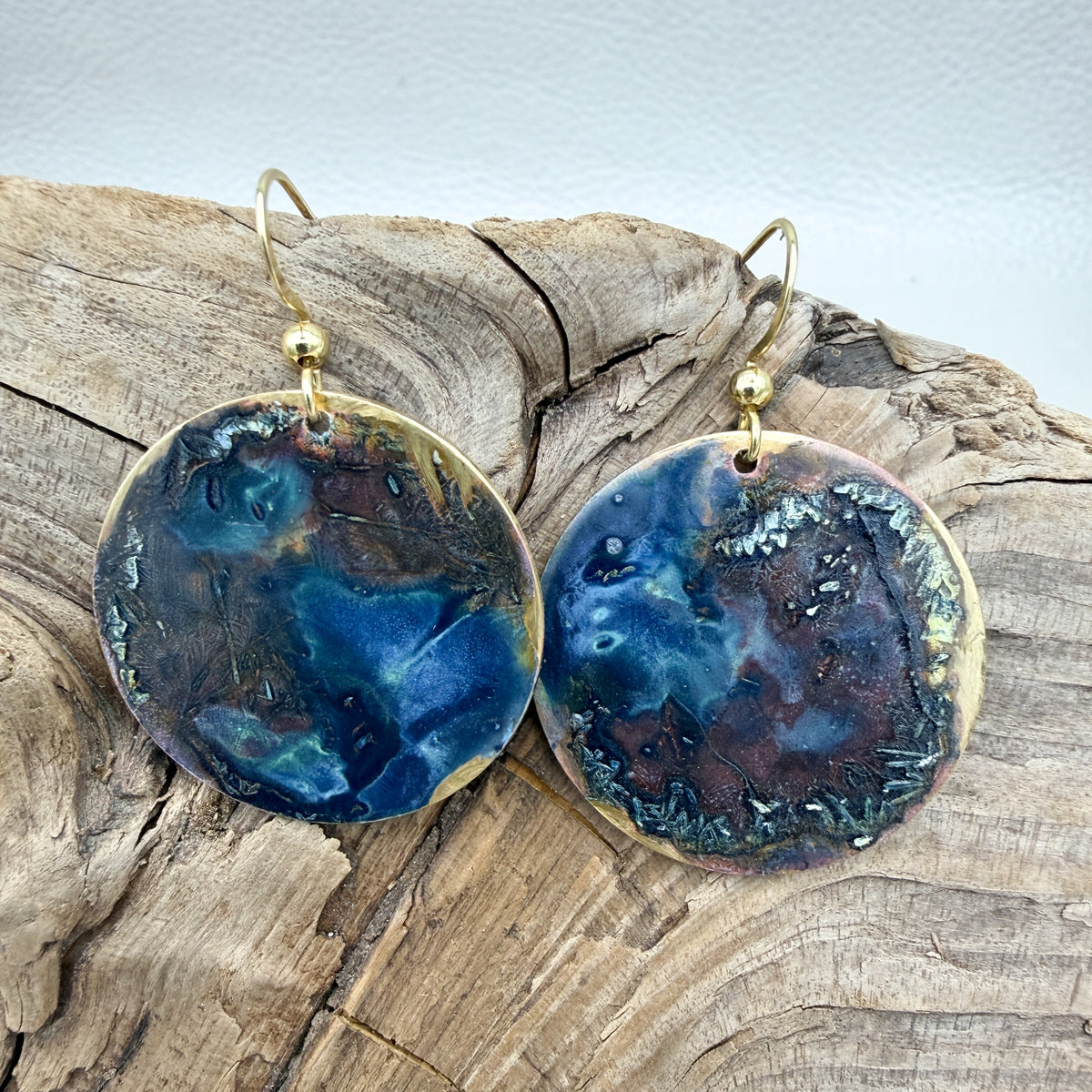 Burgundy Navy Rust Patina Earrings