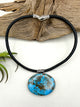 Tibetan Turquoise Leather Necklace | snake clasp