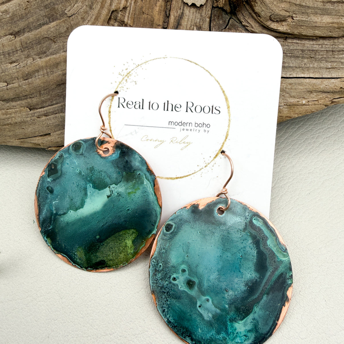 Teal Patina Coin Earrings