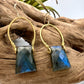 Call me Indigo | Hammered Omega Hoops with Flashy Labradorite