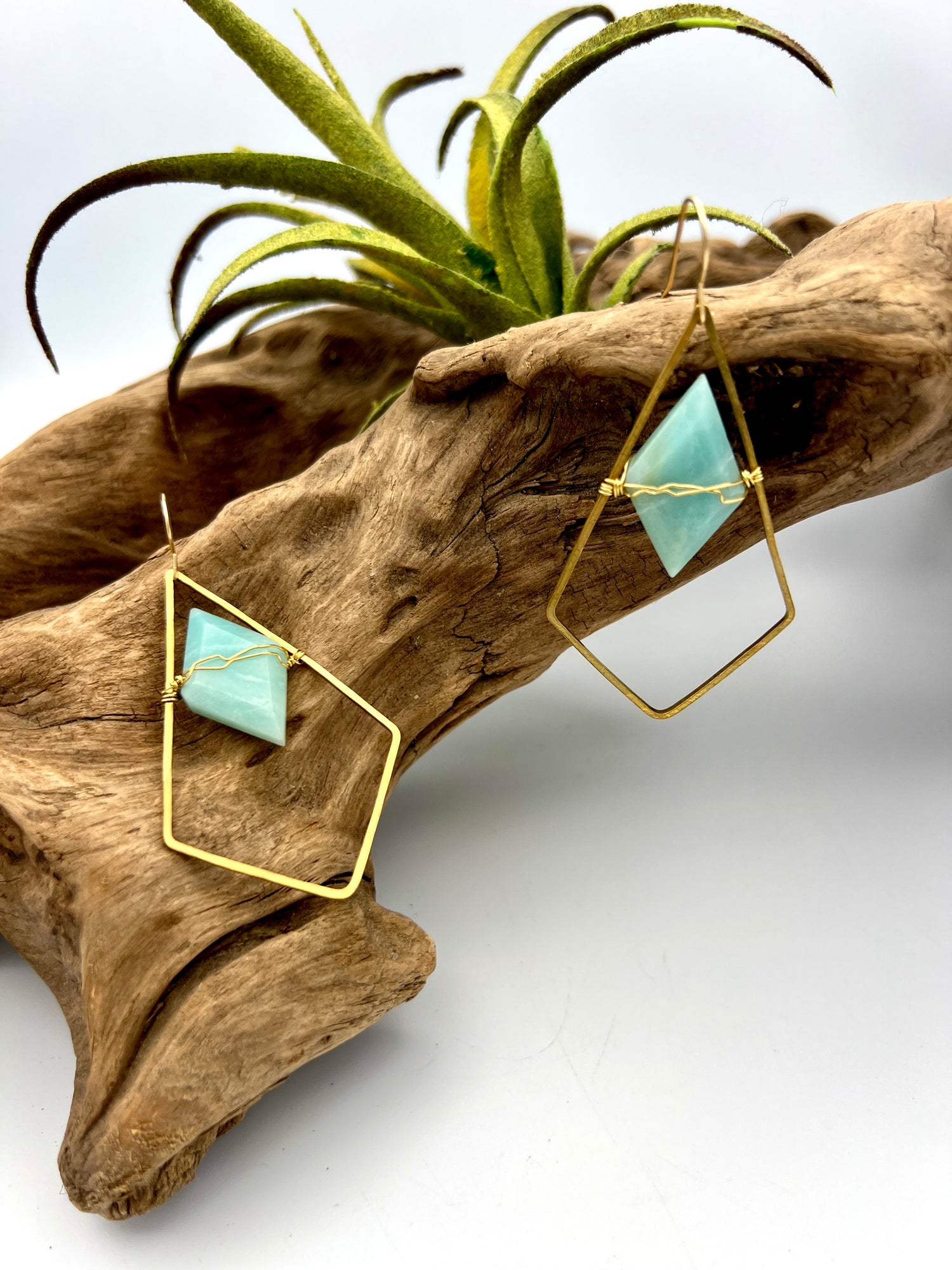 Double Diamond Diva | Amazonite Modern Boho Earrings