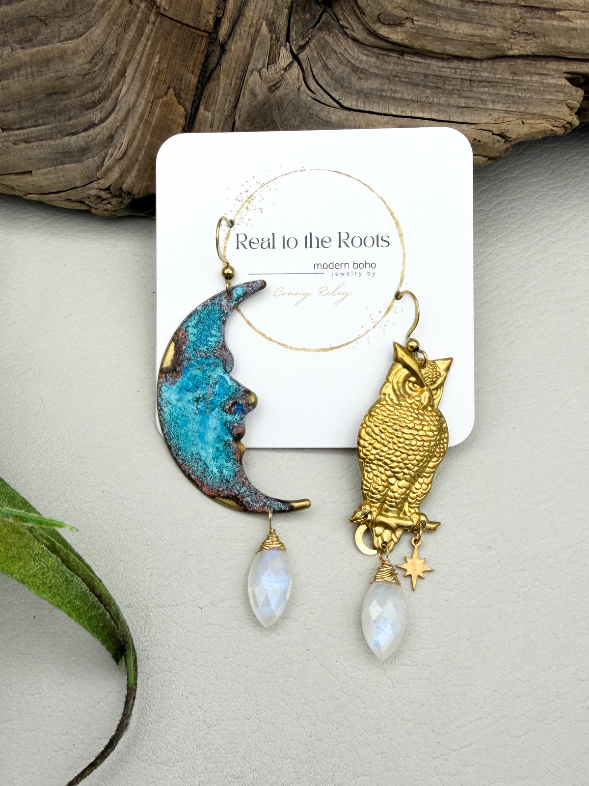 Vintage Moon and Owl | moonstone
