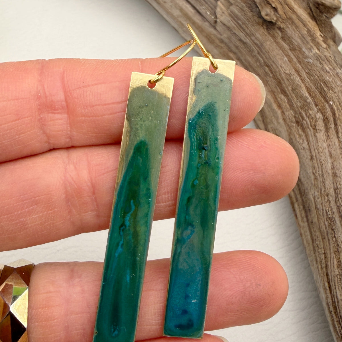 Verde Patina Bar Earrings