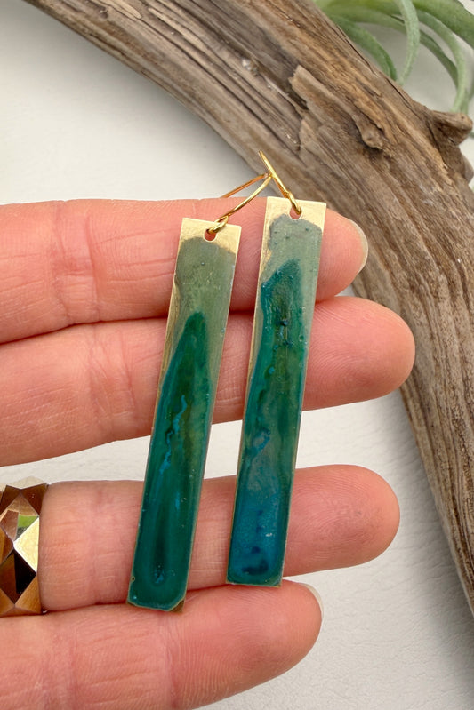 Verde Patina Bar Earrings