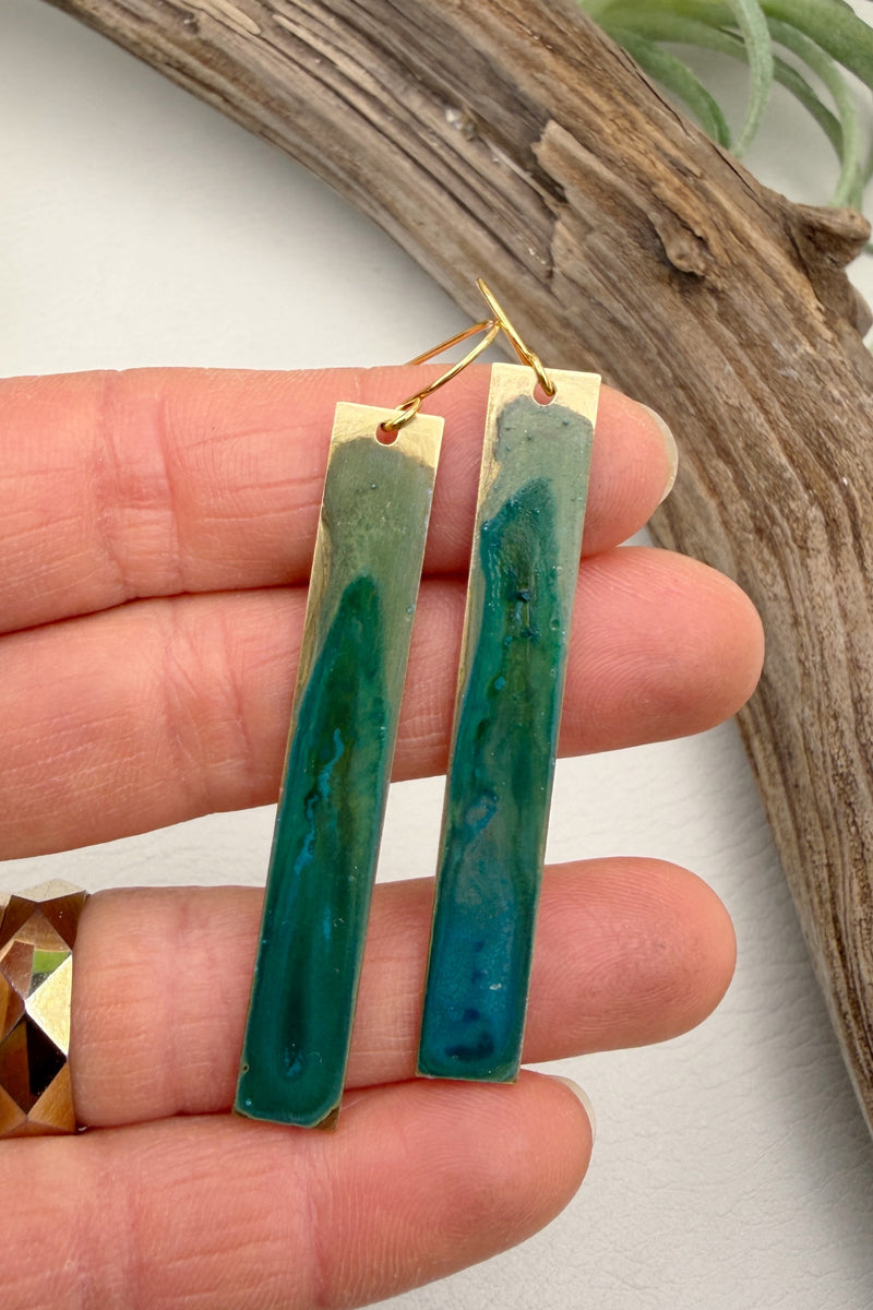 Verde Patina Bar Earrings