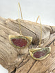 Burgundy Rust Patina Half Moon Abstract Earrings