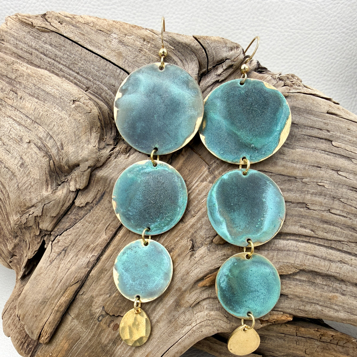 Cadet Blue Waterfall Patina Earrings