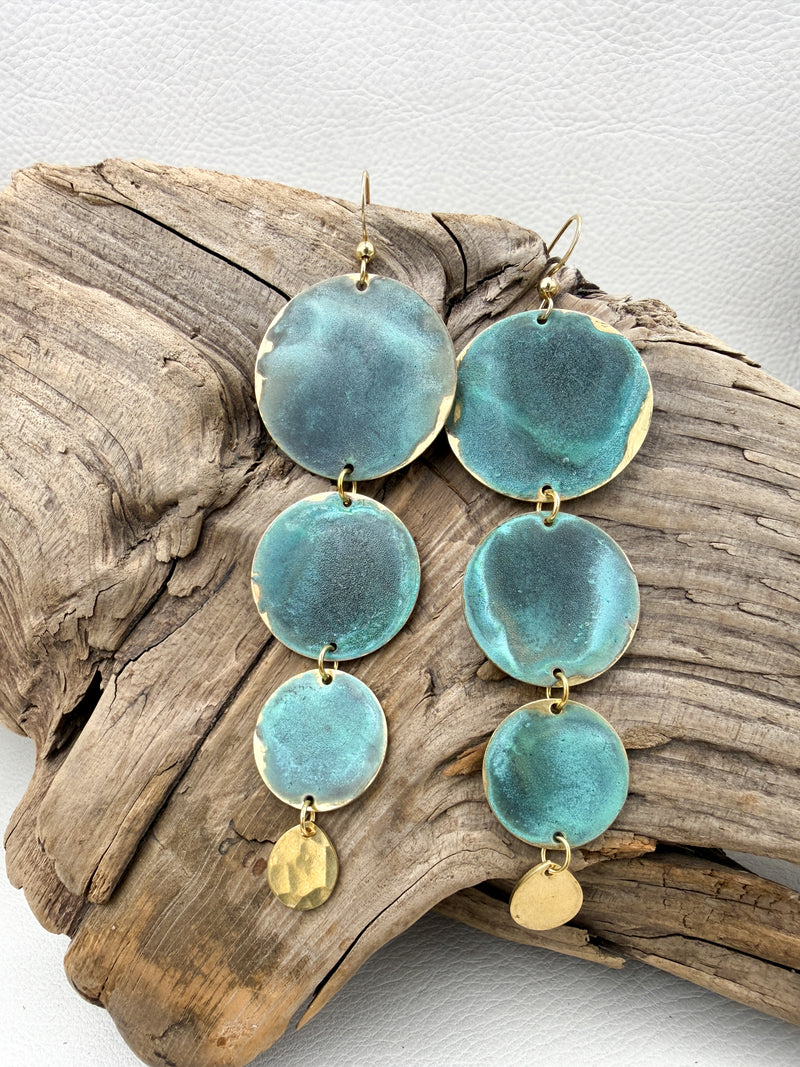 Cadet Blue Waterfall Patina Earrings