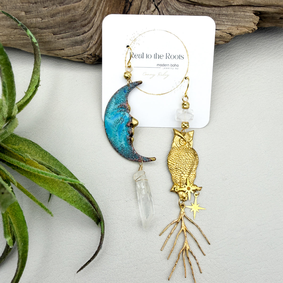 Vintage Moon snd Owl | crystals & patina