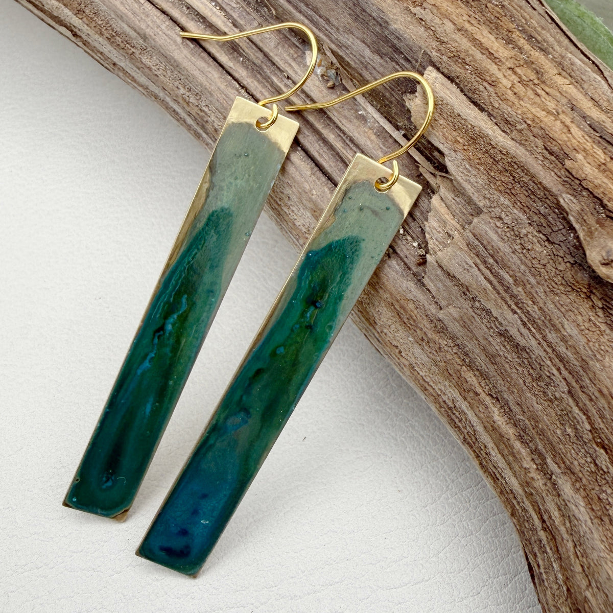 Verde Patina Bar Earrings