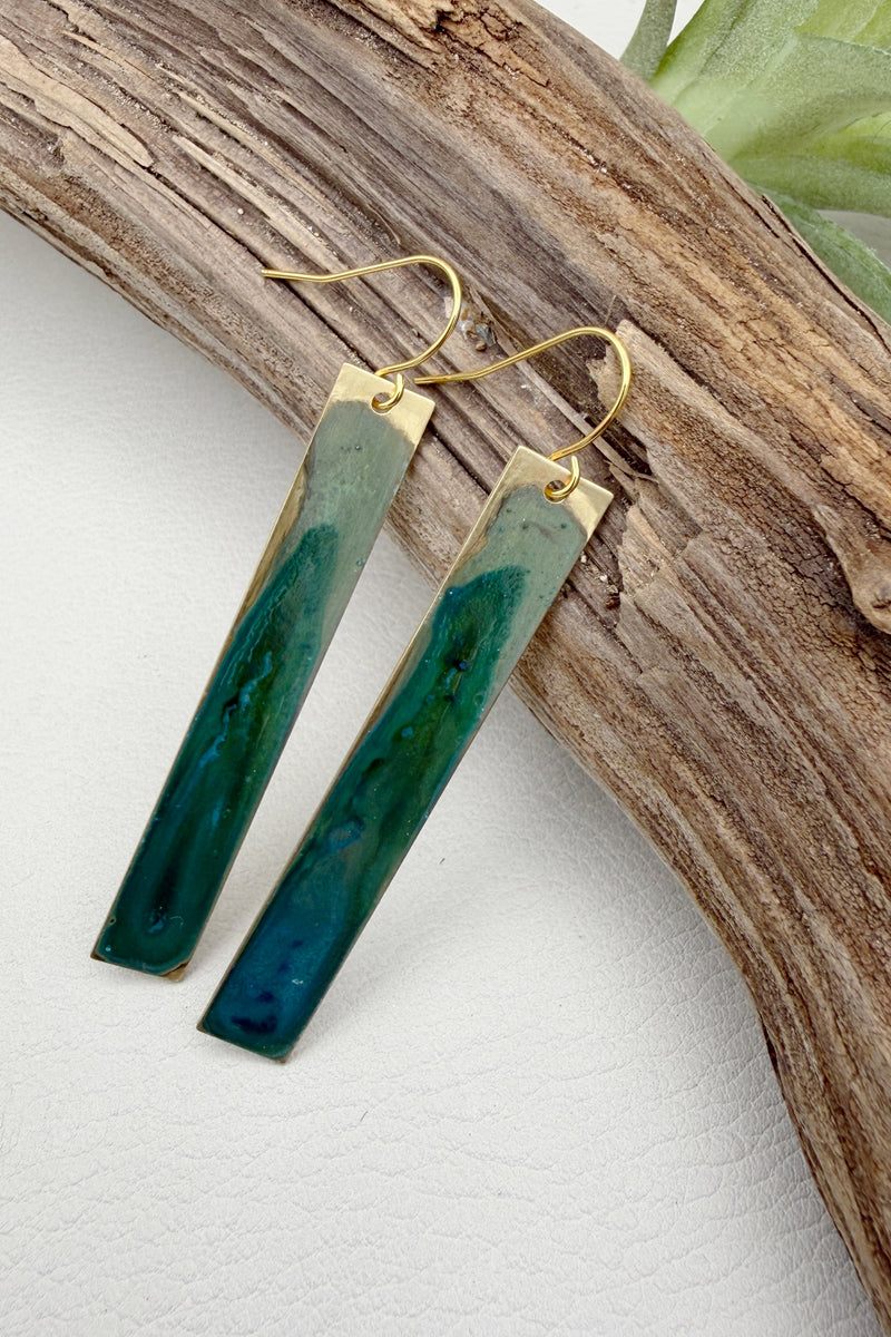 Verde Patina Bar Earrings