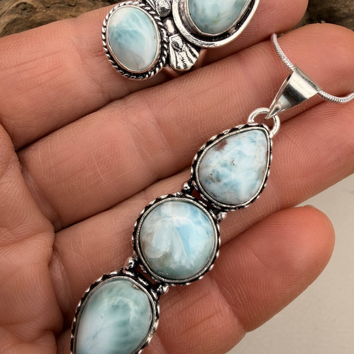 Water Bloom | Larimar Silver Necklace
