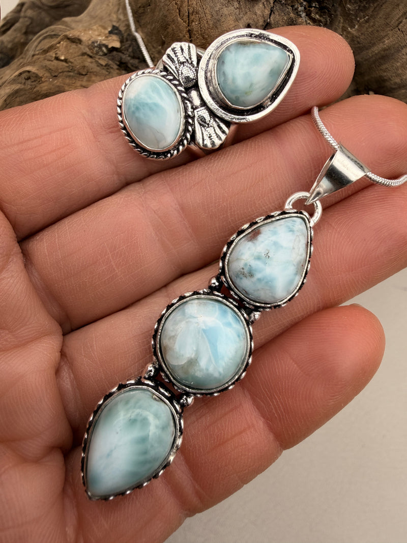 Water Bloom | Larimar Silver Necklace