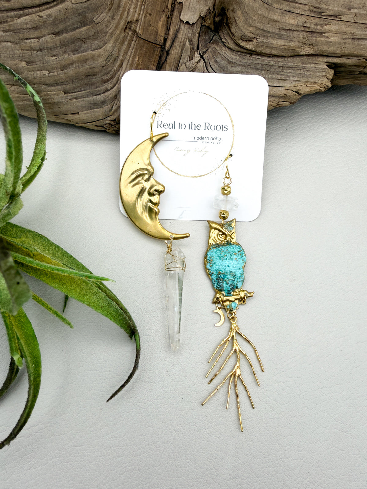 Vintage Moon and Owl | crystals & patina