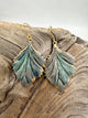 Cadet Blue Patina Leaf Earrings