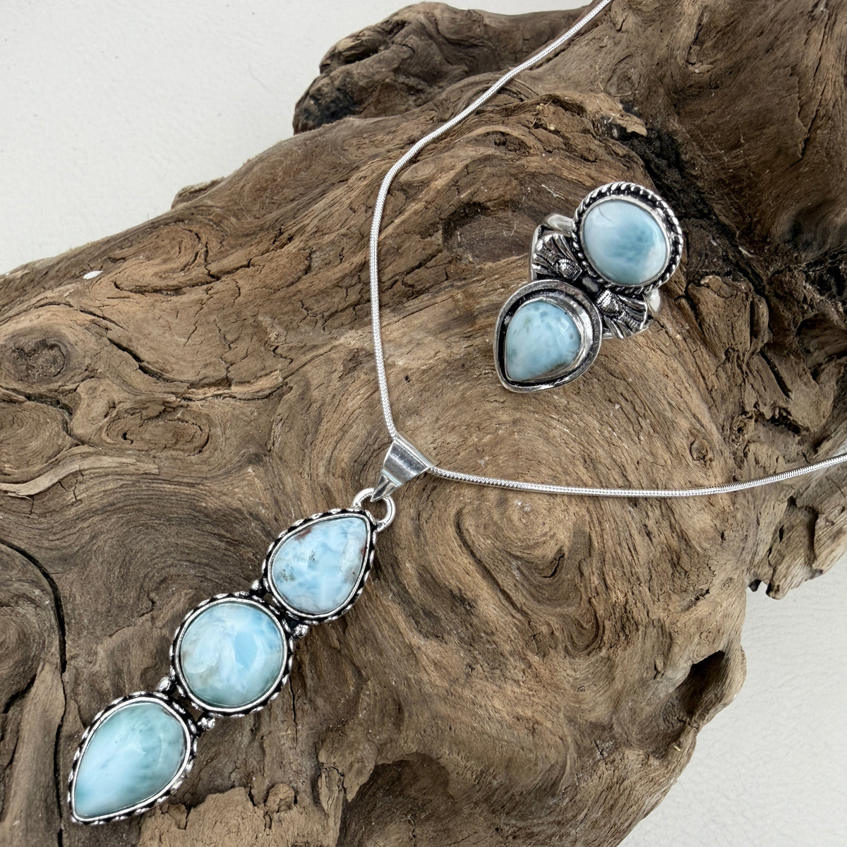 Water Bloom | Larimar Silver Necklace