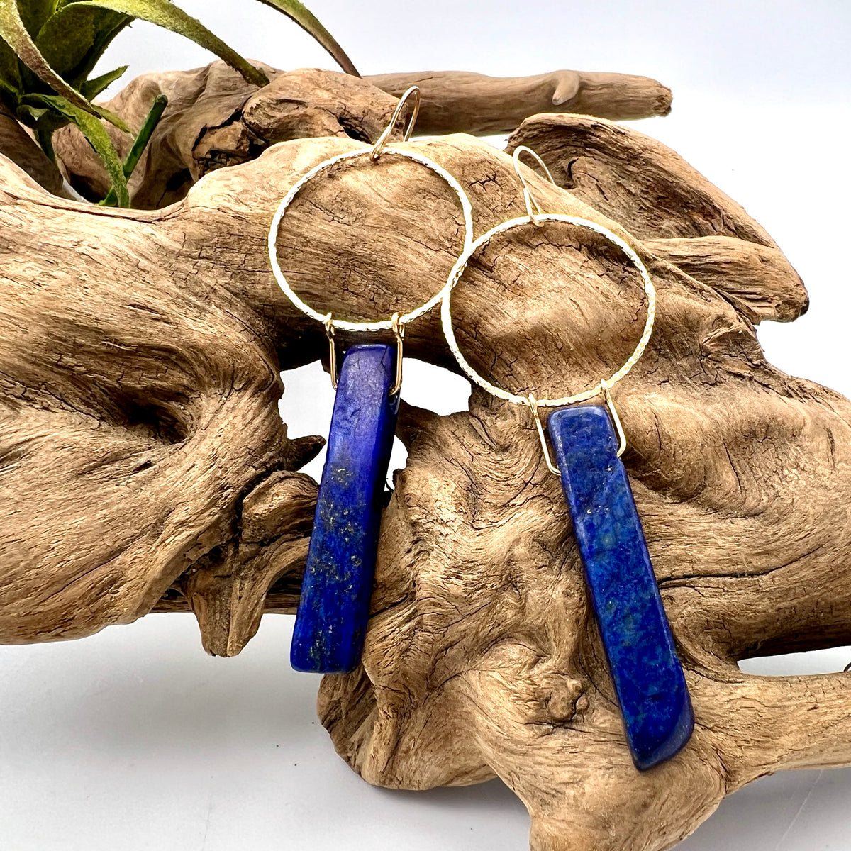 striking Lapis Lazuli Spike earrings with golden hoop for a statement conscious woman