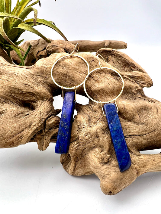 striking Lapis Lazuli Spike earrings with golden hoop for a statement conscious woman