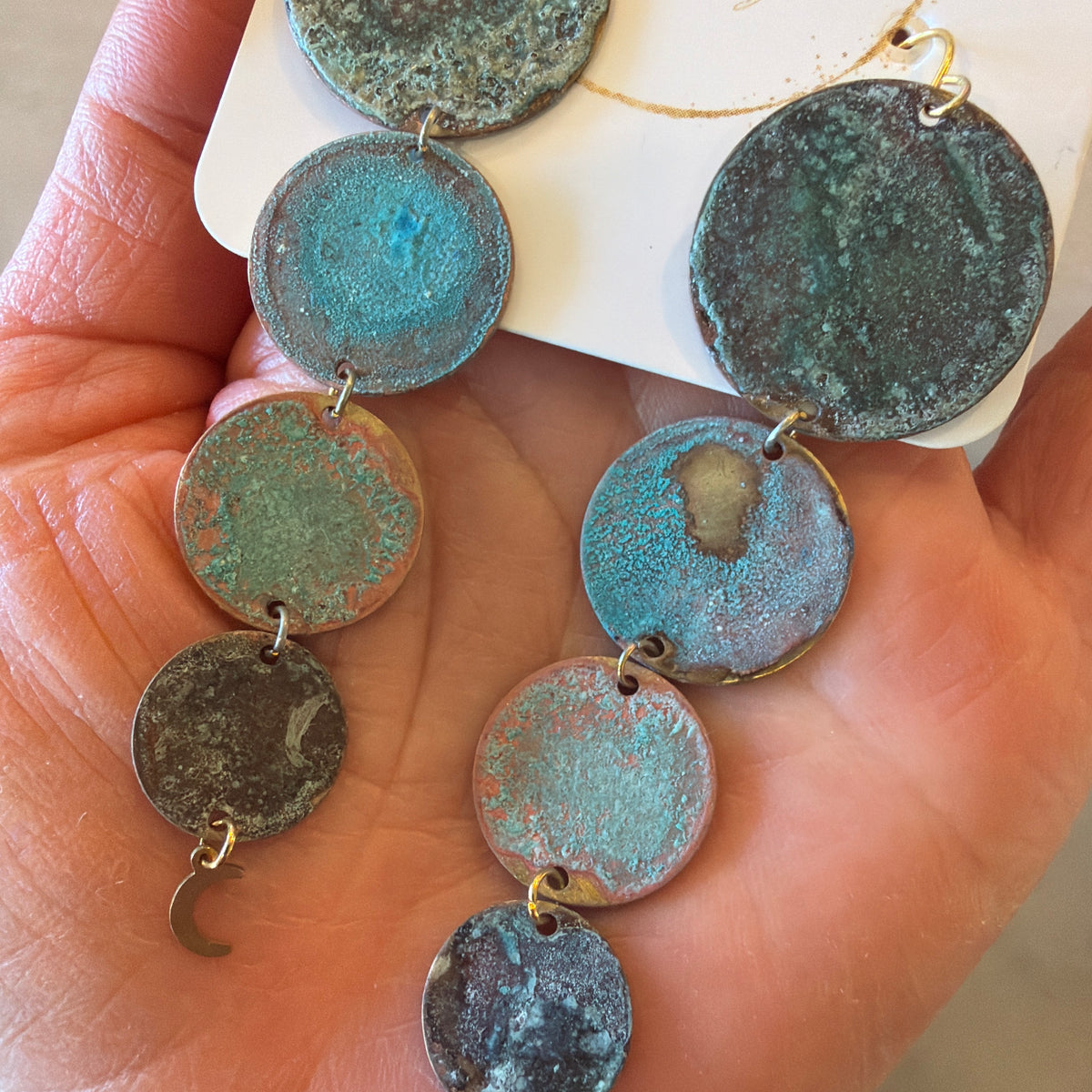 Four Coin Waterfall | Patina Earrings