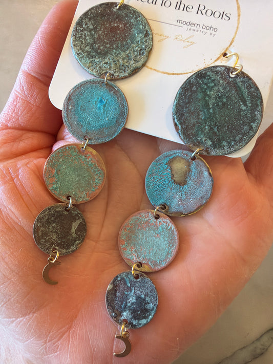 Four Coin Waterfall | Patina Earrings