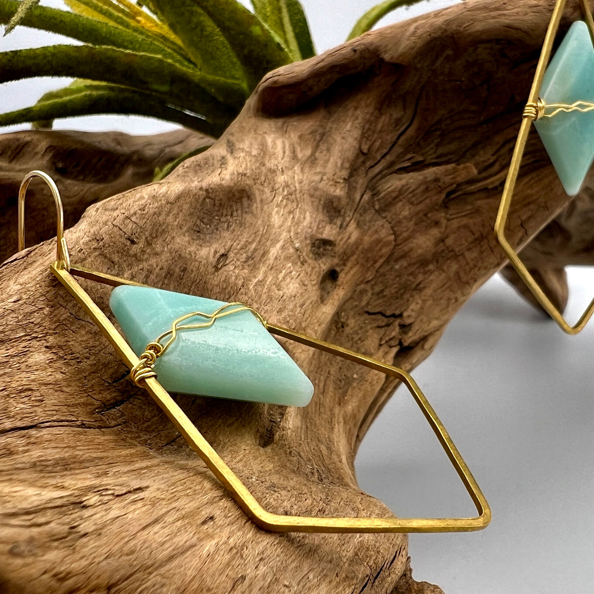 Double Diamond Diva | Amazonite Modern Boho Earrings