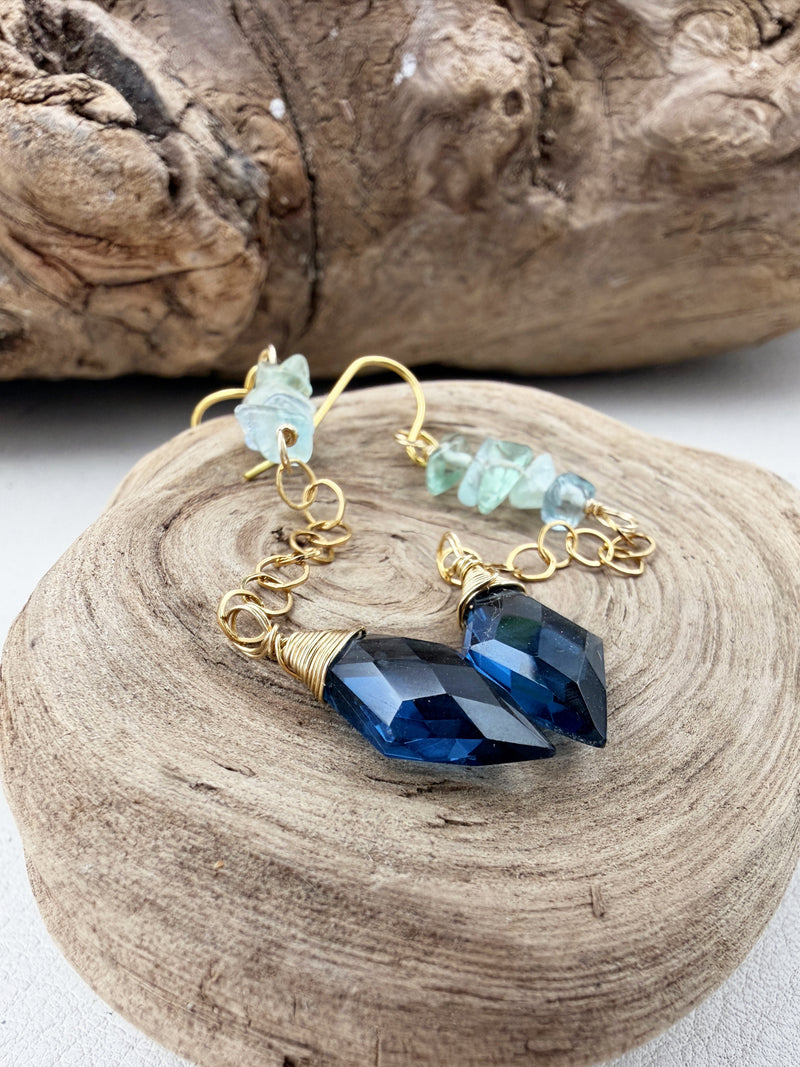 Whispers of Blue | Chain Earrings