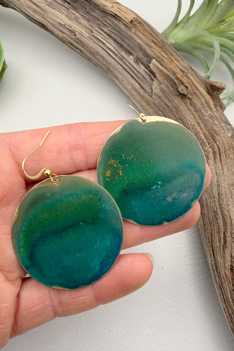Verde Green Patina Coin Earrings